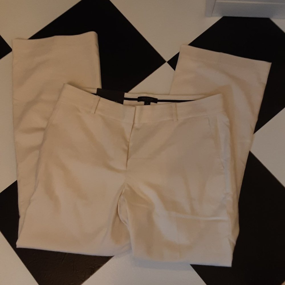Ann Taylor 12P cream pant Devin fit trouser leg